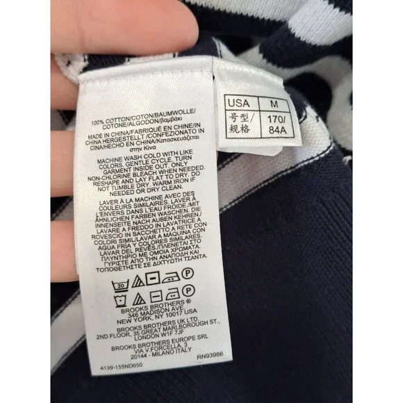 Brooks Brothers Nautical Black & White Striped Sweater Red Anchor Womens Med - Picture 7 of 10